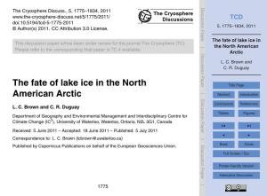 The Fate of Lake Ice in the North American Arctic Table 2