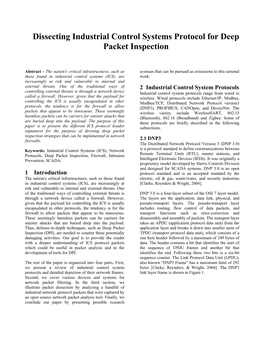 Dissecting Industrial Control Systems Protocol for Deep Packet Inspection