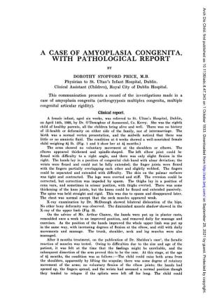 A Case of Amyoplasia Congenita, with Pathological Report