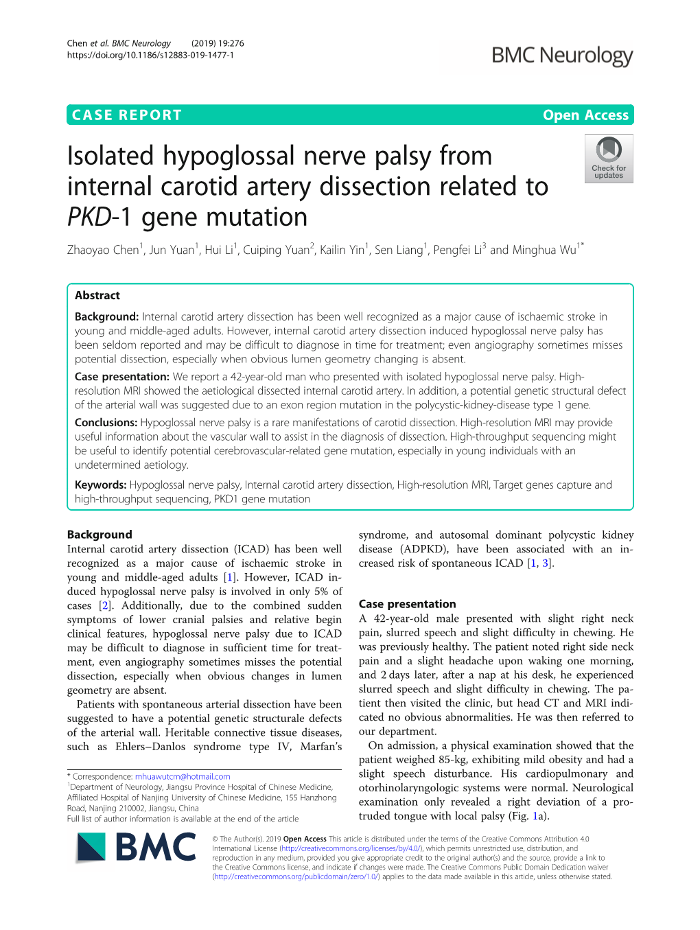 Isolated Hypoglossal Nerve Palsy from Internal Carotid Artery Dissection