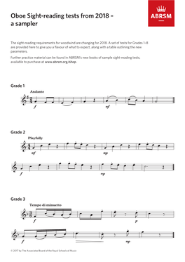 Oboe Sight-Reading Tests from 2018 – a Sampler