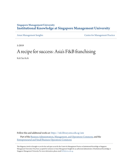 A Recipe for Success: Asia's F&B Franchising