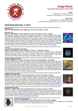 Xango Music Distribution Release #2 – 2017 Pagina | 1