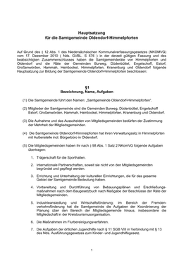 Hauptsatzung Für Die Samtgemeinde Oldendorf-Himmelpforten