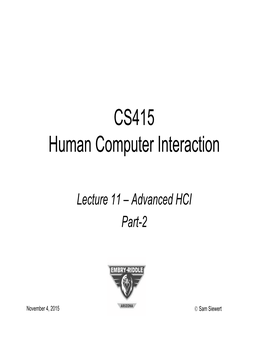 CS415 Human Computer Interaction