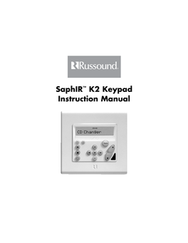 Saphir K2 Keypad Instruction Manual