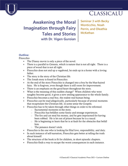 Awakening the Moral Imagination Through Fairy Tales and Stories