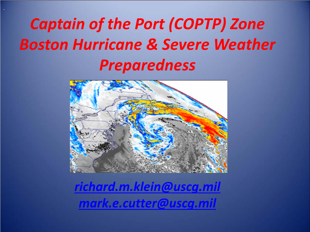 Captain of the Port Boston Post Hurricane Damage Assessment and Recovery