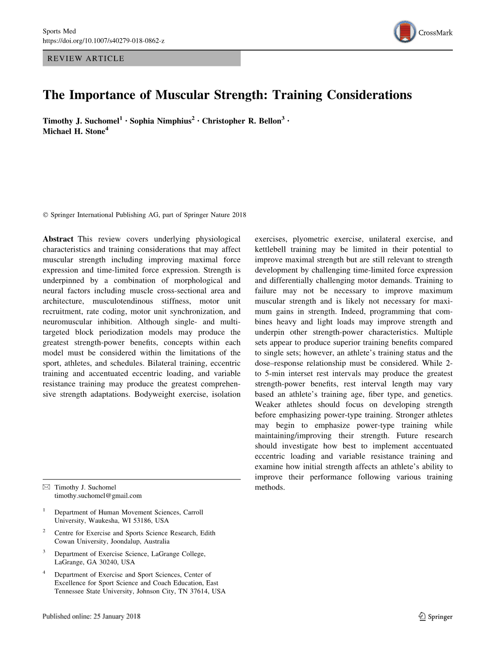 The Importance of Muscular Strength: Training Considerations
