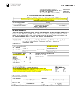 Official Course Outline Information