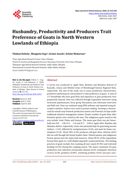 Husbandry, Productivity and Producers Trait Preference of Goats in North Western Lowlands of Ethiopia