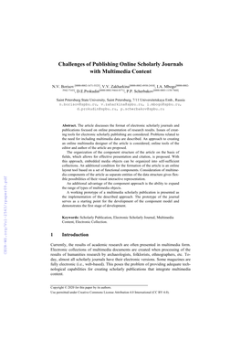 Challenges of Publishing Online Scholarly Journals with Multimedia Content