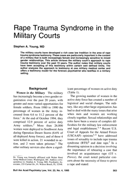 Rape Trauma Syndrome in the Military Courts