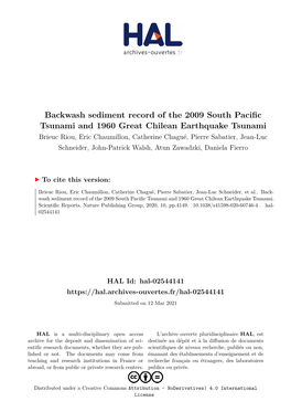 Backwash Sediment Record of the 2009 South