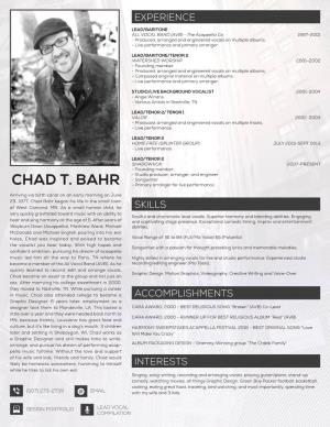 CHAD T. BAHR - Primary Arranger for Live Performance