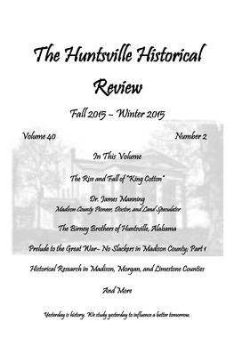 The Huntsville Historical Review Fall 2015 – Winter 2015