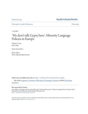'We Don't Talk Gypsy Here': Minority Language Policies in Europe
