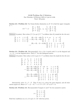 18.06 Problem Set 2 Solution Due Thursday, 18 February 2010 at 4 Pm in 2-106