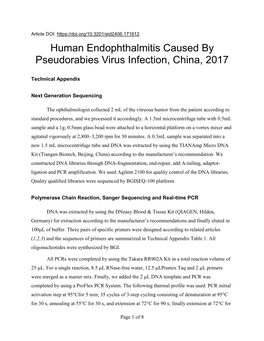 Human Endophthalmitis Caused by Pseudorabies Virus Infection, China, 2017