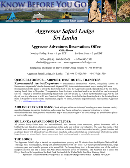 Aggressor Safari Lodge Sri Lanka