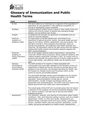 Glossary of Immunization and Public Health Terms