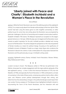 Elizabeth Inchbald and a Woman's Place in the Revolution