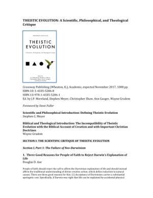 THEISTIC EVOLUTION: a Scientific, Philosophical, and Theological Critique