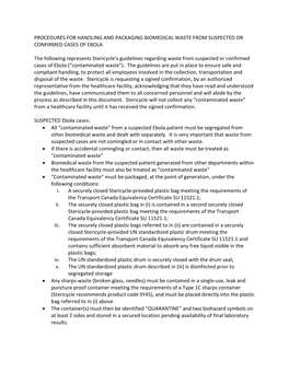 Stericycle EVD Waste Disposal Instructions