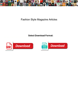 Fashion Style Magazine Articles