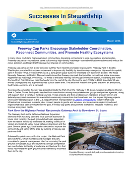 Freeway Cap Parks Encourage Stakeholder Coordination, Reconnect Communities, and Promote Healthy Ecosystems