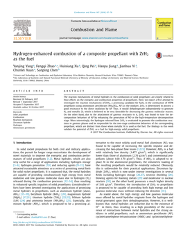 Hydrogen-Enhanced Combustion of a Composite Propellant with Zrh2 As