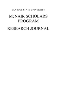 Mcnair SCHOLARS PROGRAM RESEARCH JOURNAL
