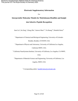 Electronic Supplementary Information Interpretable Molecular Models For