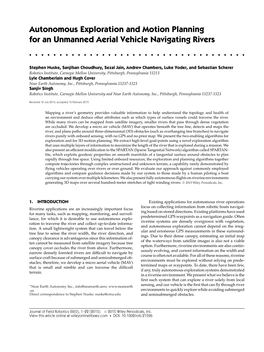 Autonomous Exploration and Motion Planning for an Unmanned Aerial Vehicle Navigating Rivers