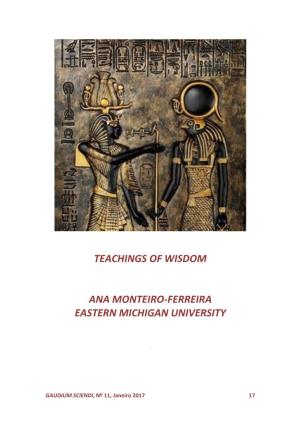 Teachings of Wisdom Ana Monteiro-Ferreira Eastern