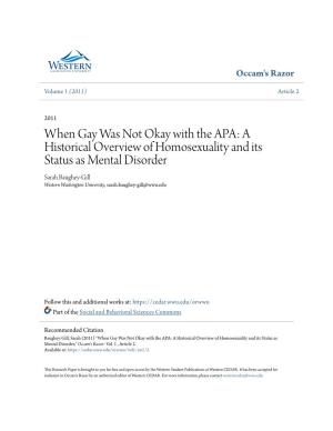 When Gay Was Not Okay with the APA: a Historical Overview Of