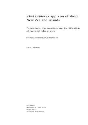 Kiwi (Apteryx Spp.) on Offshore New Zealand Islands
