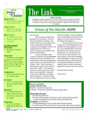 Virtue of the Month: HOPE