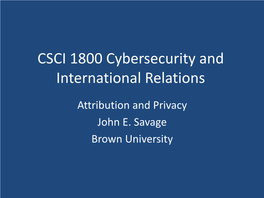 CSCI 1800 Cybersecurity and International Relations