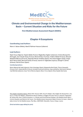 Climate and Environmental Change in the Mediterranean Basin – Current Situation and Risks for the Future