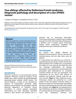 Two Siblings Affected by Netherton/Comèl Syndrome