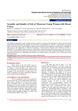 Sexuality and Quality of Life of Moroccan Young Woman with Breast Cancer Kriouile K1*, Bouchkara W1, Jayi S1, Fdili Alaoui FZ1, Chaara H1, Melhouf My A1, O.SY2, K