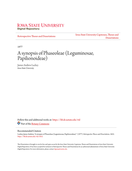 A Synopsis of Phaseoleae (Leguminosae, Papilionoideae) James Andrew Lackey Iowa State University