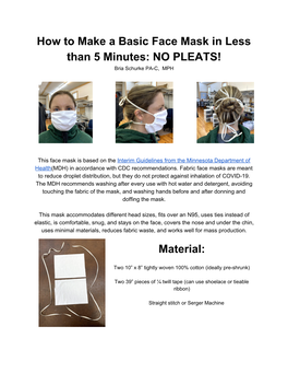 How to Make a Basic Face Mask in Less Than 5 Minutes: NO PLEATS! Material