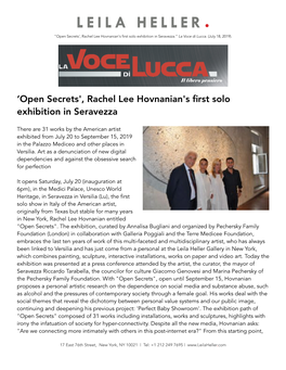 Hovnanian's First Solo Exhibition in Seravezza.” La Voce Di Lucca