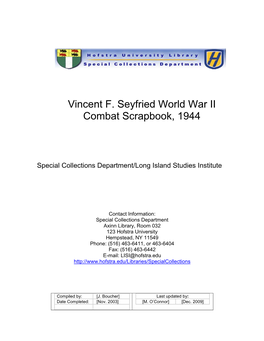 World War II Scrapbook of Vincent F. Seyfried, 1944