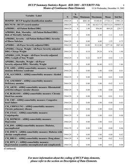 Stats KID 2003 Severity File