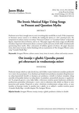 The Ironic Musical Edge: Using Songs to Present and Question Myths Ost