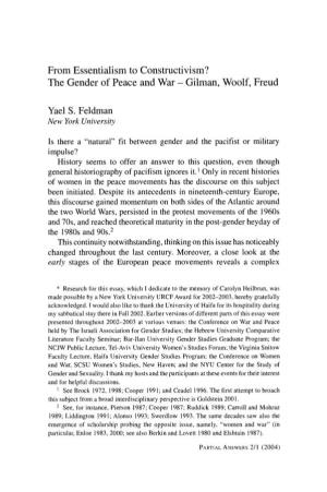 The Gender of Peace and War - Gilman, Woolf, Freud