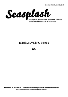 Godišnji Izvještaj O Radu Udruge Seasplash 2017